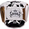 Тренировочный шлем для бокса кожа TOP KING Empower TKHGEM-02 (Белый-серебряный)