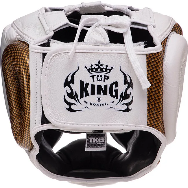 Тренировочный шлем для бокса кожа TOP KING Empower TKHGEM-02 (Белый-серебряный)