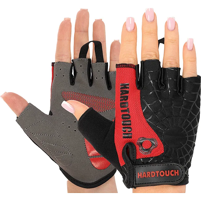 Тренировочные перчатки для фитнеса HARD TOUCH FG-9525 (Черный-красный)