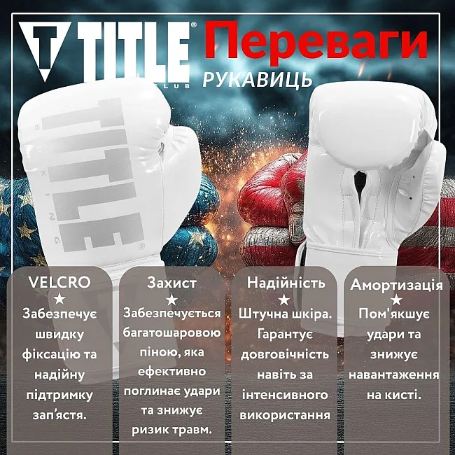 Боксерские перчатки TITLE Boxing Inferno Intensity Elastic White (капа в комплекте)