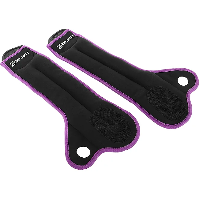 Утяжелители для рук с фиксацией на большом пальце ZELART FI-4245-2 2x1кг (Черный-фиолетовый)