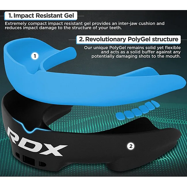 Капа для бокса RDX Gel 3D Pro Black/Blue Junior