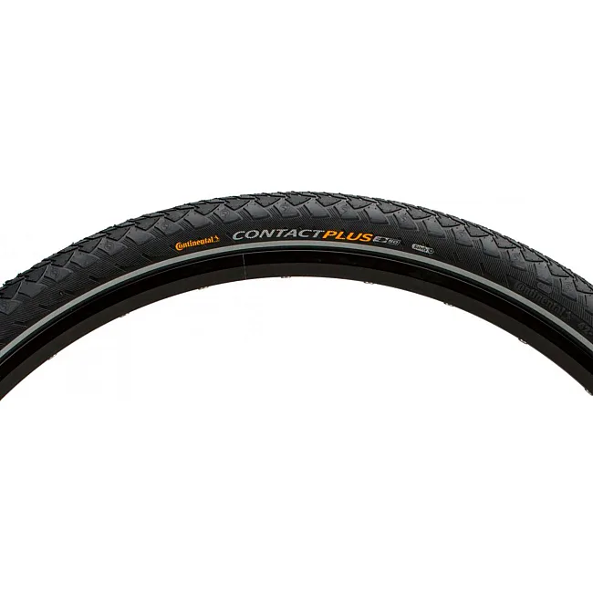 Покрышка на велосипед CONTINENTAL CONTACT Plus, 28", 700 x 32C, 28 x 1 1/4 x 1 3/4, 32-622, черная, не складная, светоотражающая, SafetyPlus Breaker, 750гр.
