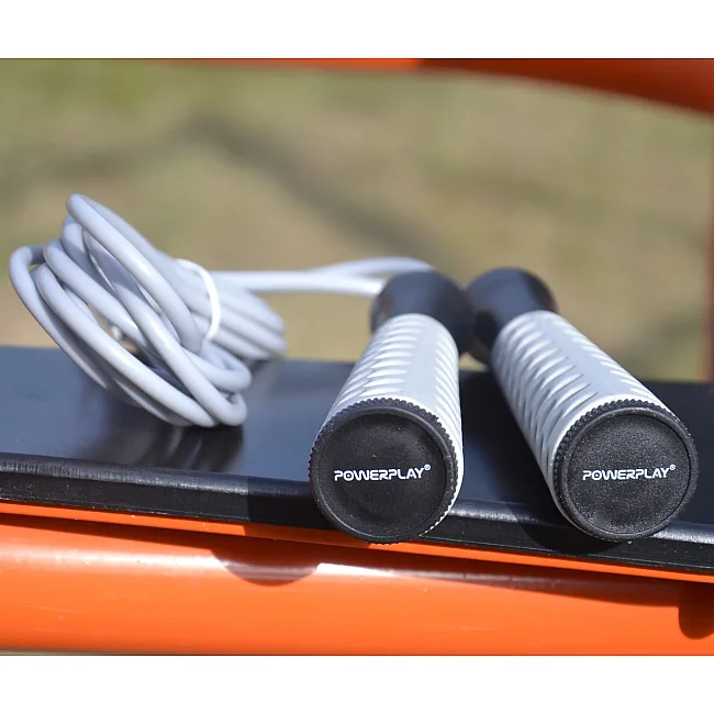 Скакалка POWERPLAY 4206 PRO+ Серо-черная (2,75м)