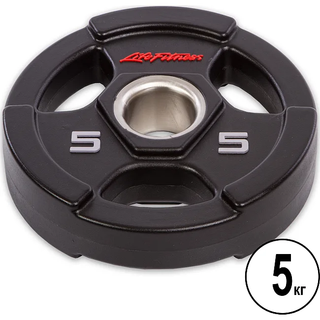 Млинець для штанги поліуретановий
 LIFE FITNESS SC-80154-5 51мм 5кг
