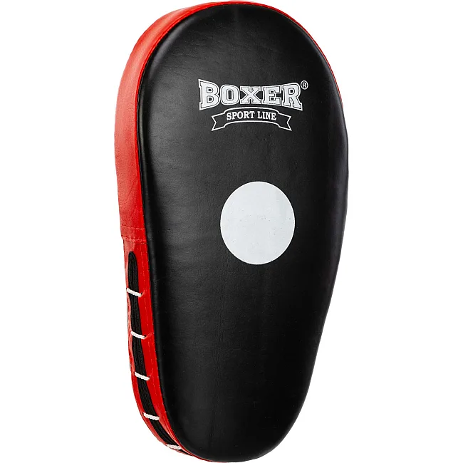 Лапа боксерская прямая тренировочная удлиненная кожа BOXER
 2006-01 38х18х4,5см 2штуки (Черный-желтый)