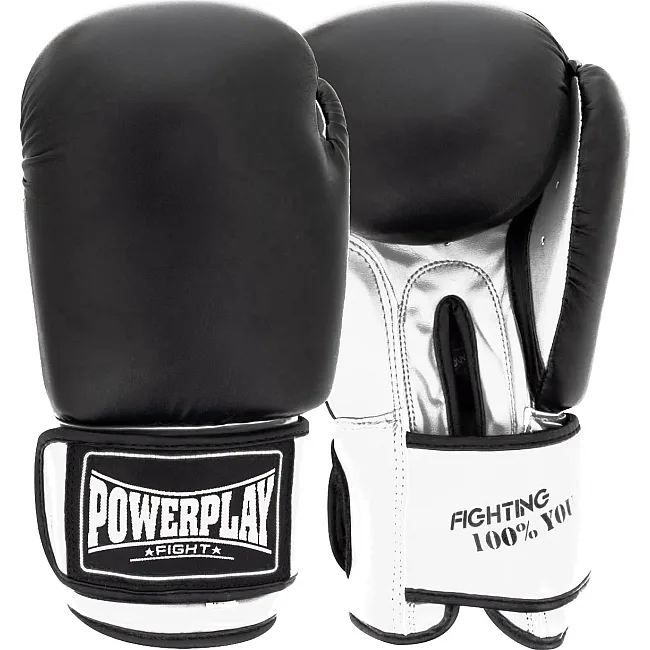 Боксерские перчатки PowerPlay 3004 Classic Черно-Белые