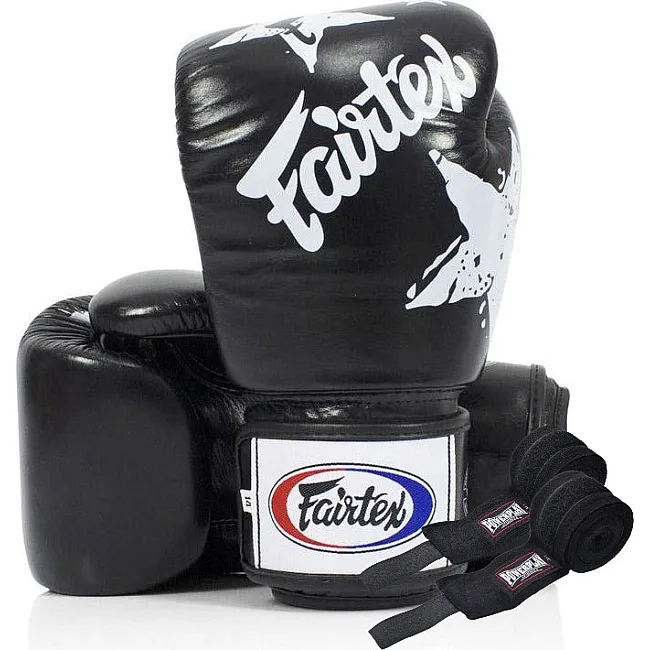 Боксерські рукавиці Fairtex BGV1 Nation Print Black (бинти в комплекті)