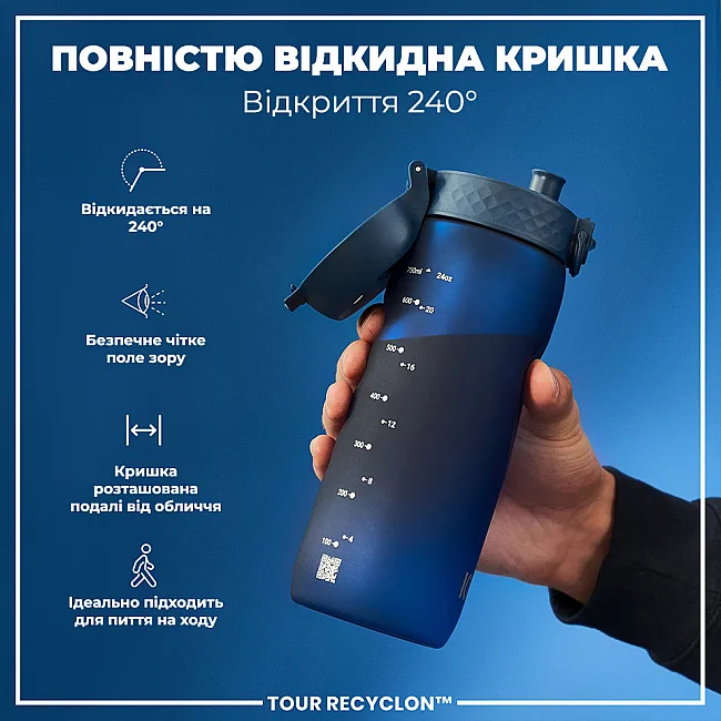 Бутылка для воды ION8 750 мл. (ЭКО бутылка) BPA Free, Navy
