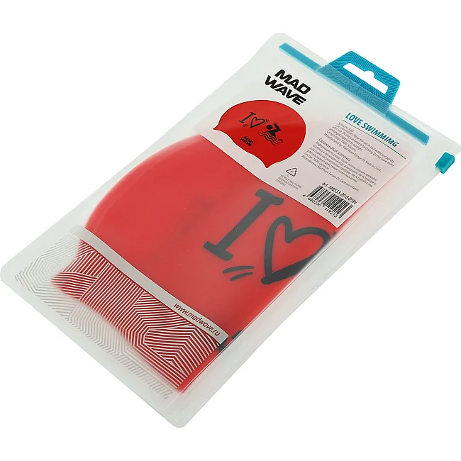 Шапочка для бассейна
 силиконовая для взрослых MADWAVE
 LOVE SWIMMIMG M055320 (Красный)
