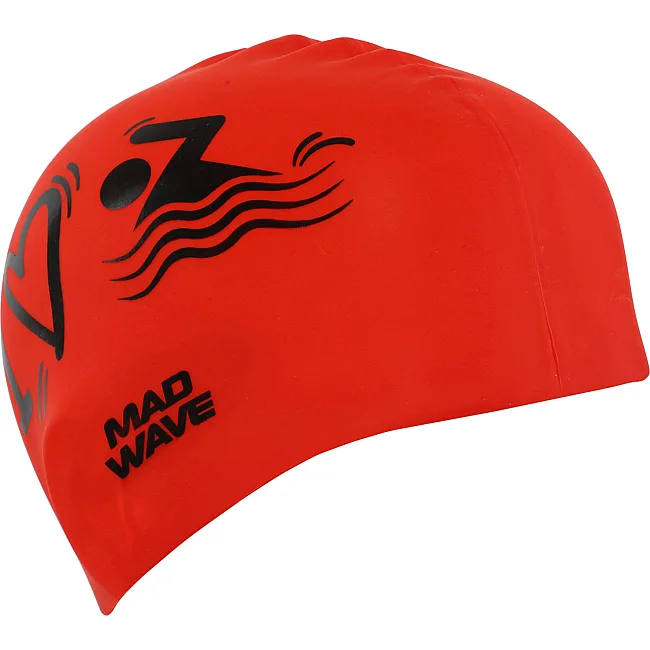 Шапочка для бассейна
 силиконовая для взрослых MADWAVE
 LOVE SWIMMIMG M055320 (Красный)
