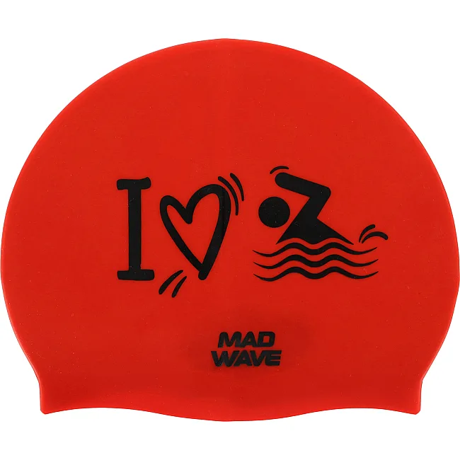 Шапочка для бассейна
 силиконовая для взрослых MADWAVE
 LOVE SWIMMIMG M055320 (Красный)