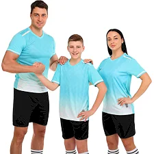 Футбольная форма комплект футболка и шорты LIDONG D8853 4XS-XXL (Голубой-черный)