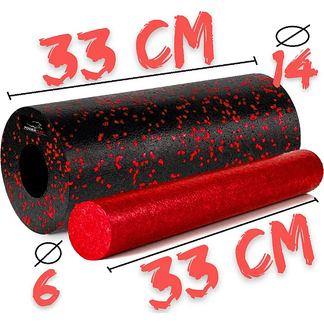 Масажний ролик (роллер) гладкий PowerPlay PP-4348 2 in 1 EPP Foam Roller Чорно/Червоний (33x14см.)