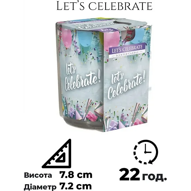 Ароматическая свеча в стеклянном стакане Bispol Let`s celebrate (SN 72s-49)