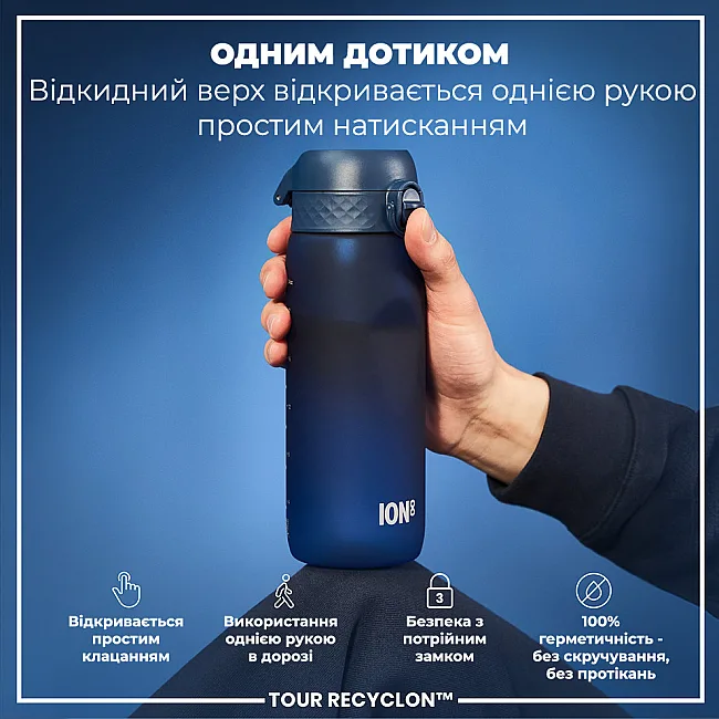 Бутылка для воды ION8 750 мл. (ЭКО бутылка) BPA Free, Navy