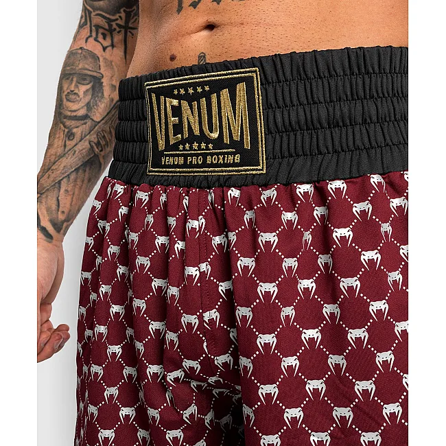 Боксерские шорты VENUM Monogram Boxing Short Black Burgundy