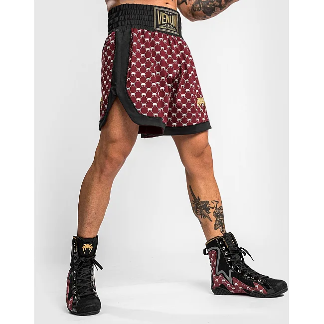 Боксерские шорты VENUM Monogram Boxing Short Black Burgundy