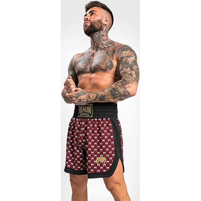 Боксерские шорты VENUM Monogram Boxing Short Black Burgundy