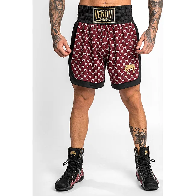 Боксерские шорты VENUM Monogram Boxing Short Black Burgundy