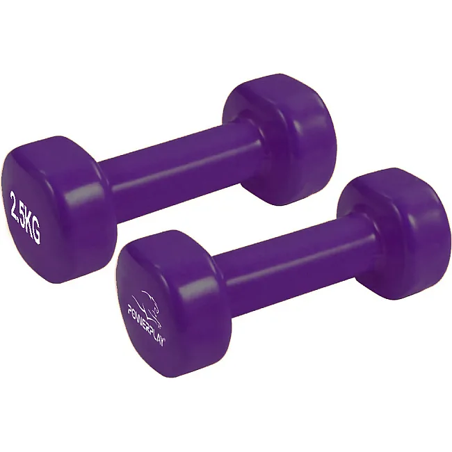 Гантели виниловые POWERPLAY 4125 Achilles 2x2.5кг. Фиолетовые (пара - 2шт)