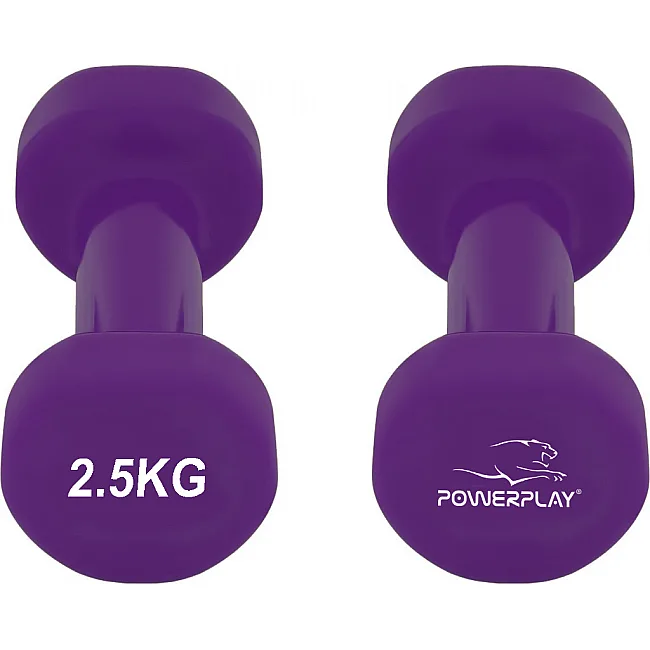 Гантели виниловые POWERPLAY 4125 Achilles 2x2.5кг. Фиолетовые (пара - 2шт)