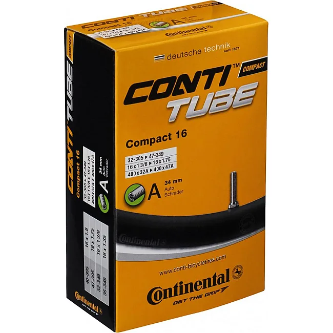 Камера велосипед CONTINENTAL Compact 16", 32-305->47-349, A34, 110 г