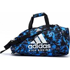 Сумка-рюкзак зі срібним логотипом Adidas KickBoxing (синій камуфляж, ADIACC058KB)