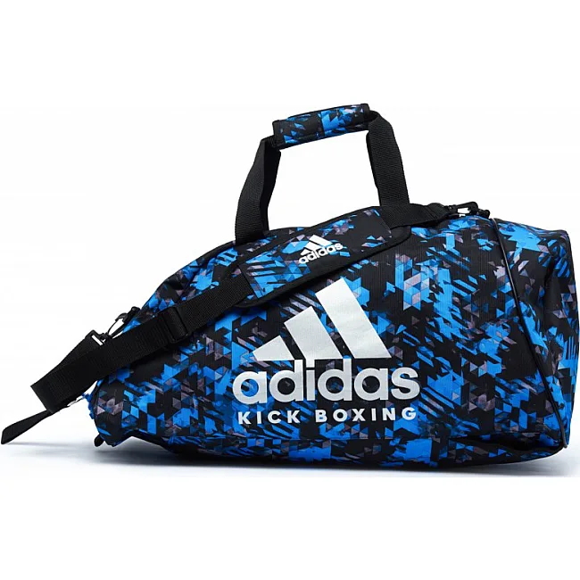 Сумка-рюкзак зі срібним логотипом Adidas KickBoxing (синій камуфляж, ADIACC058KB)
