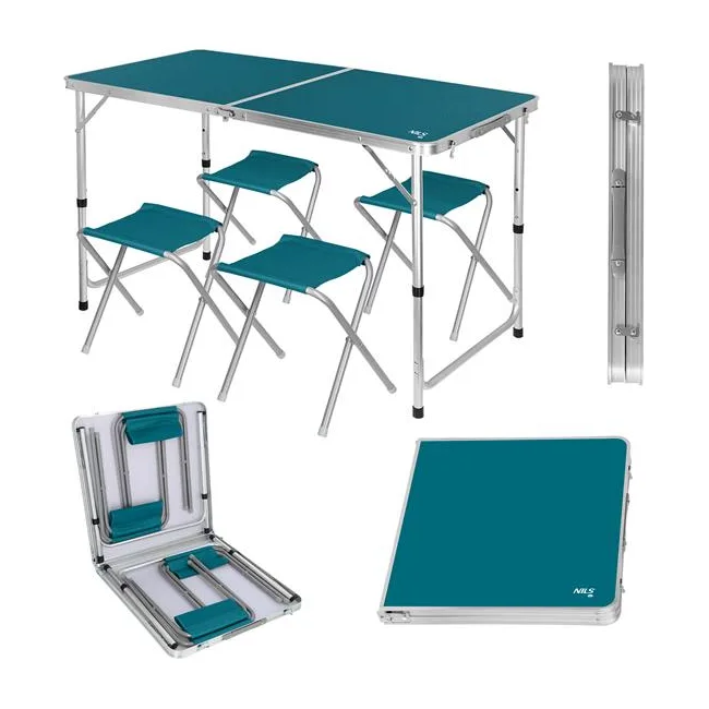 Стол раскладной NILS CAMP NC1633 с 4 стульями, синий