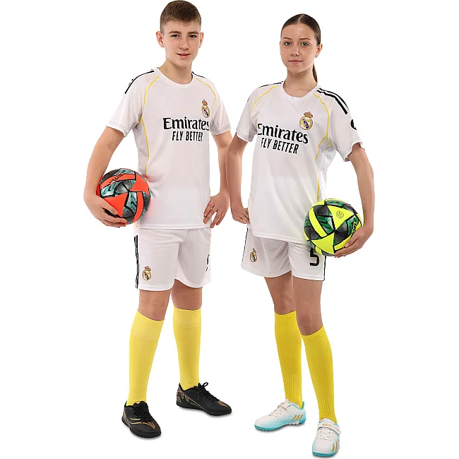 Футбольная форма детская с символикой клуба REAL MADRID BELLINGHAM 5 домашняя 2026 SP-SPORT CO-7341 (Белый)