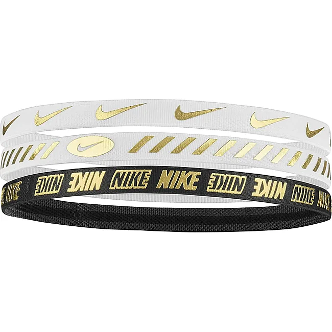 Пов'язка на голову Nike W HEADBANDS 3.0 3 PK METALLIC білий, чорний