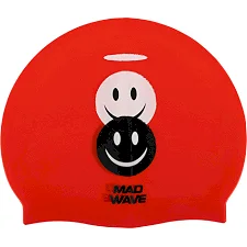 Шапочка для бассейна силиконовая юниорская MADWAVE Junior EMOJI M057308 (Красный)