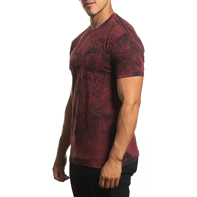 Футболка AFFLICTION Phychosis A24332 Burnt Red Lava Wash