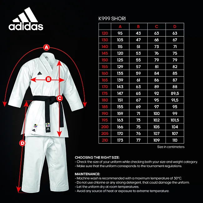 Кимоно для ката Adidas Shori с красными полосами на плечах (белый) Adidas K999ST