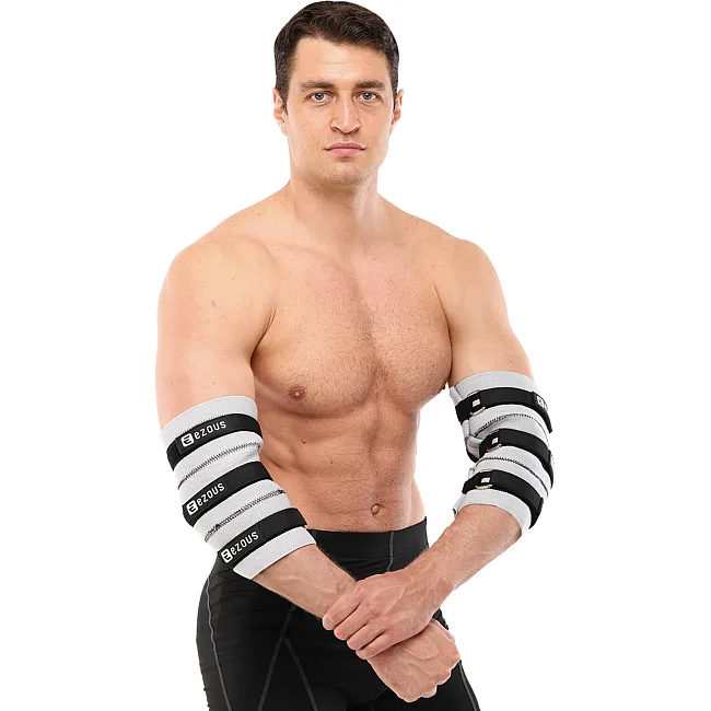 Налокотники для жима 2штуки 2штуки ADJUSTABLE ELBOW SLEEVE EZOUS C-08 2шт (Серый-черный)