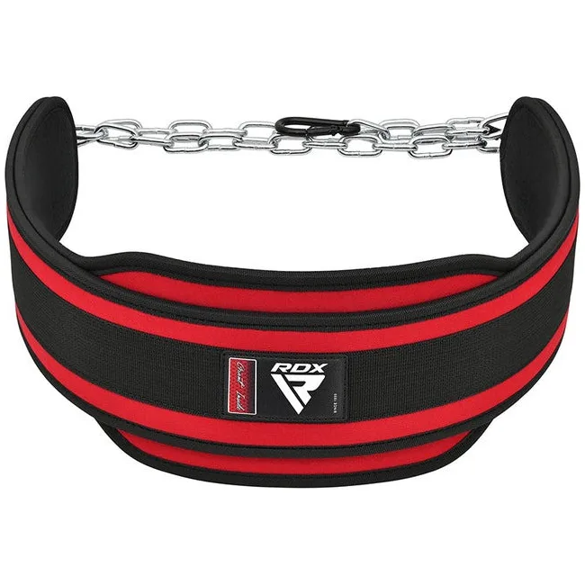 Пояс для обременений с цепью RDX PRO DIPPING BELT 2 LAYER неопреновый Red