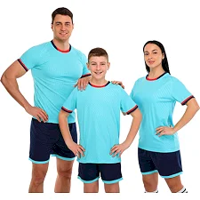 Футбольная форма комплект футболка и шорты LIDONG JG-6319 4XS-XXL (Голубой-темно-синий)