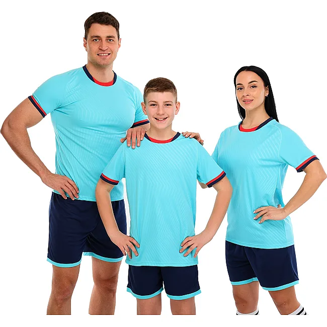 Футбольна форма комплект футболка та шорти LIDONG JG-6319 4XS-XXL (Блакитний-темно-синій)