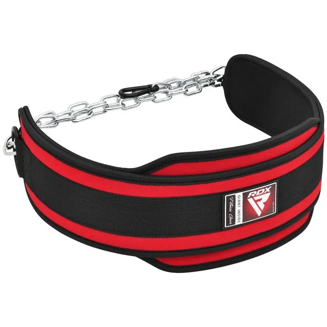 Пояс для обременений с цепью RDX PRO DIPPING BELT 2 LAYER неопреновый Red
