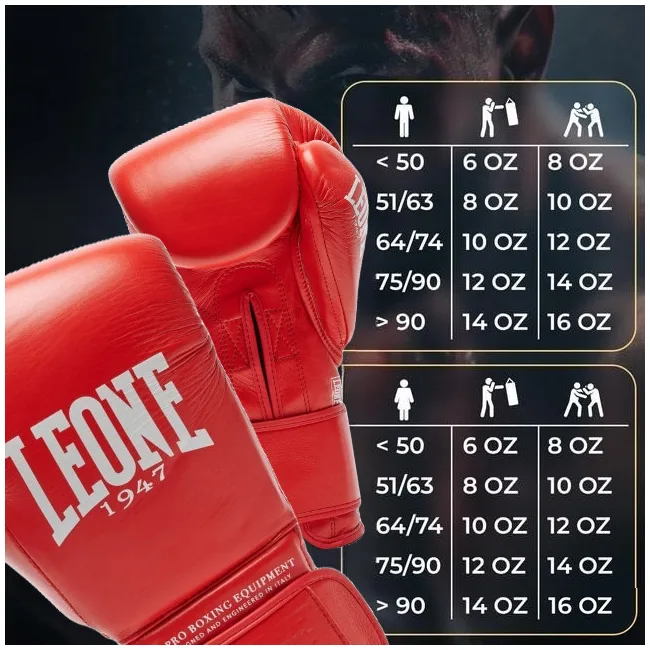 Боксерские перчатки Leone GN111 THE GREATEST Red (бинты 4 м. в комплекте)