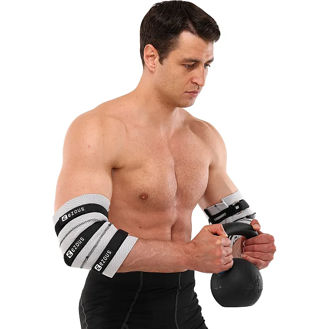 Налокотники для жима 2штуки 2штуки ADJUSTABLE ELBOW SLEEVE EZOUS C-08 2шт (Серый-черный)