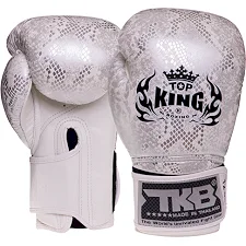 Перчатки для бокса кожаные TOP KING Super Snake TKBGSS-02 8-18унций (Белый-серебряный)