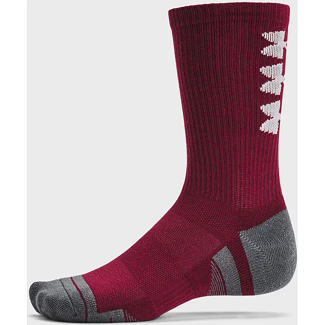 Носки UNDER ARMOUR Perf Tech Nov 3pk Crew черный, бордовый, оранжевый MD