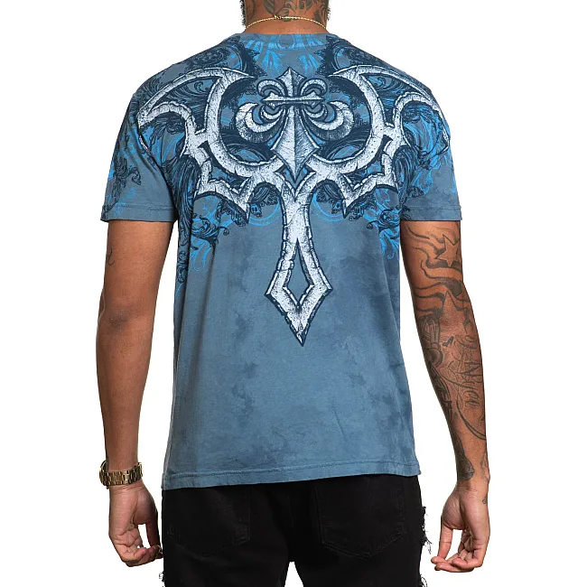 Футболка мужская AFFLICTION Detail Aegean Blue Tea Stain
