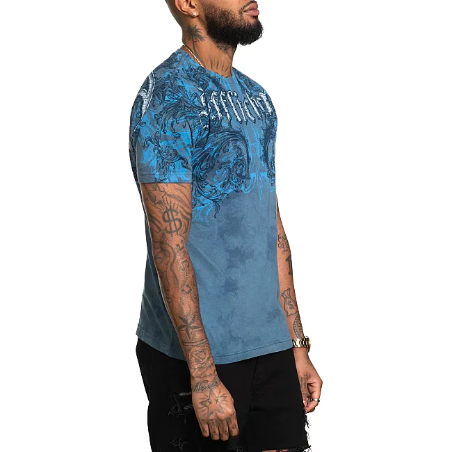 Футболка мужская AFFLICTION Detail Aegean Blue Tea Stain