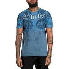 Футболка мужская AFFLICTION Detail Aegean Blue Tea Stain