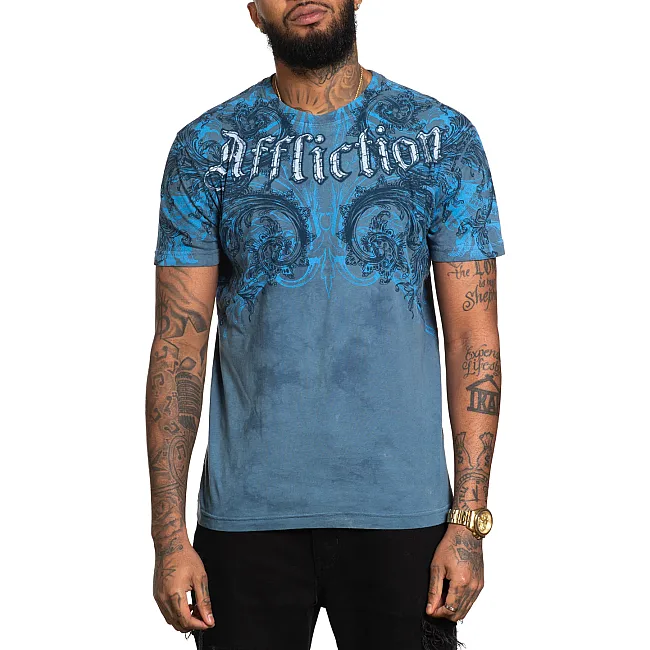 Футболка мужская AFFLICTION Detail Aegean Blue Tea Stain