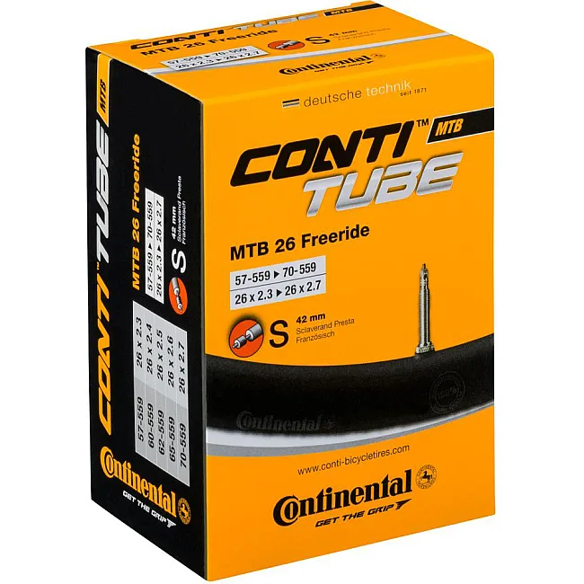 Камера для велосипеда CONTINENTAL MTB Tube Freeride 26, 57-559->70-559, S42, 300 г