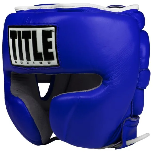 Шлем для спарринга Title Boxing Leather Blue